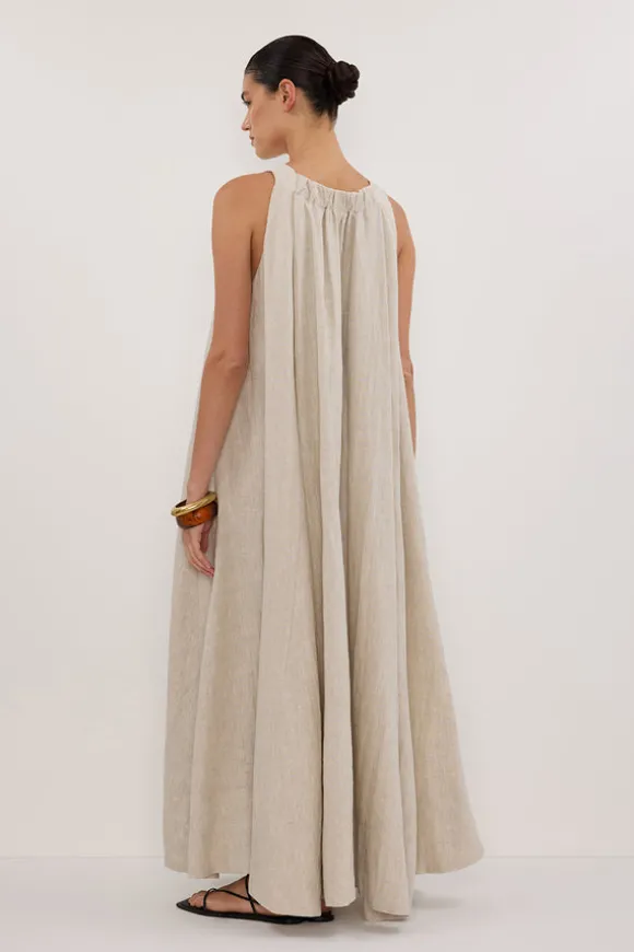 ISABELLE NATURAL LINEN MIDI DRESS
