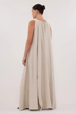 ISABELLE NATURAL LINEN MIDI DRESS
