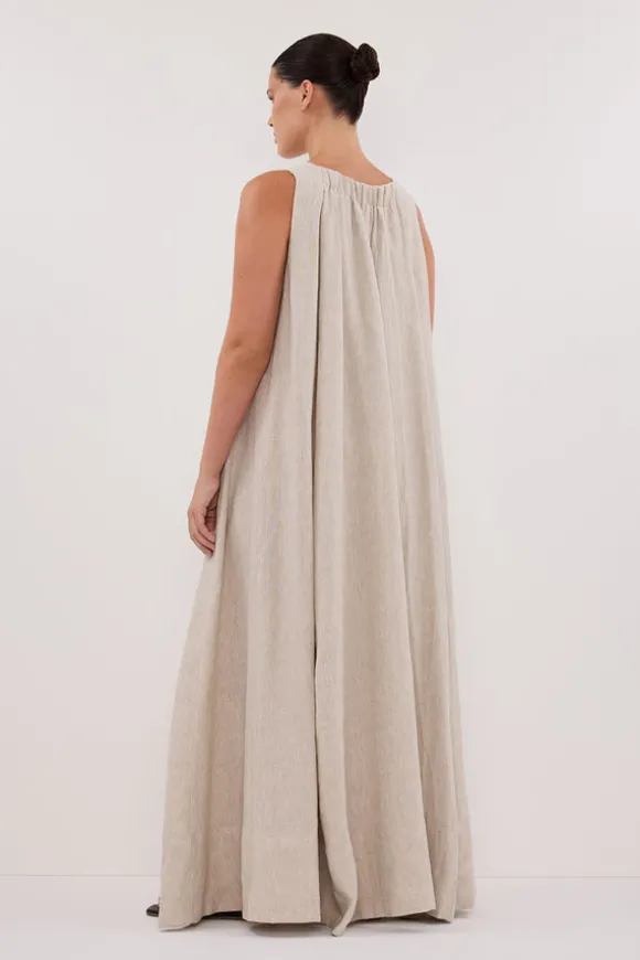 ISABELLE NATURAL LINEN MIDI DRESS