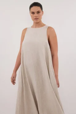 ISABELLE NATURAL LINEN MIDI DRESS