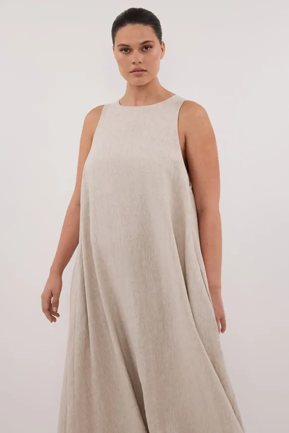 ISABELLE NATURAL LINEN MIDI DRESS