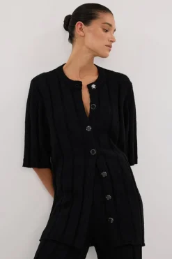 JAZZ BLACK BUTTON KNIT SHIRT