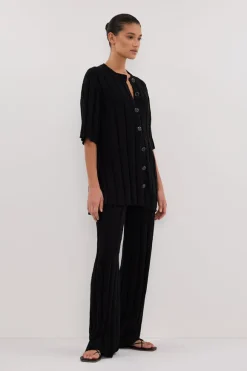 JAZZ BLACK BUTTON KNIT SHIRT