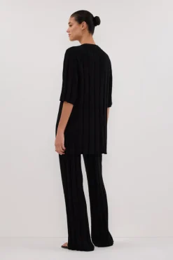 JAZZ BLACK BUTTON KNIT SHIRT