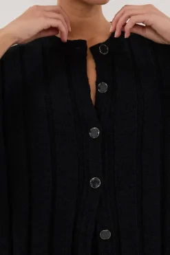 JAZZ BLACK BUTTON KNIT SHIRT