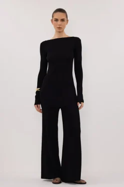 JOY BLACK LONGLINE KNIT TOP