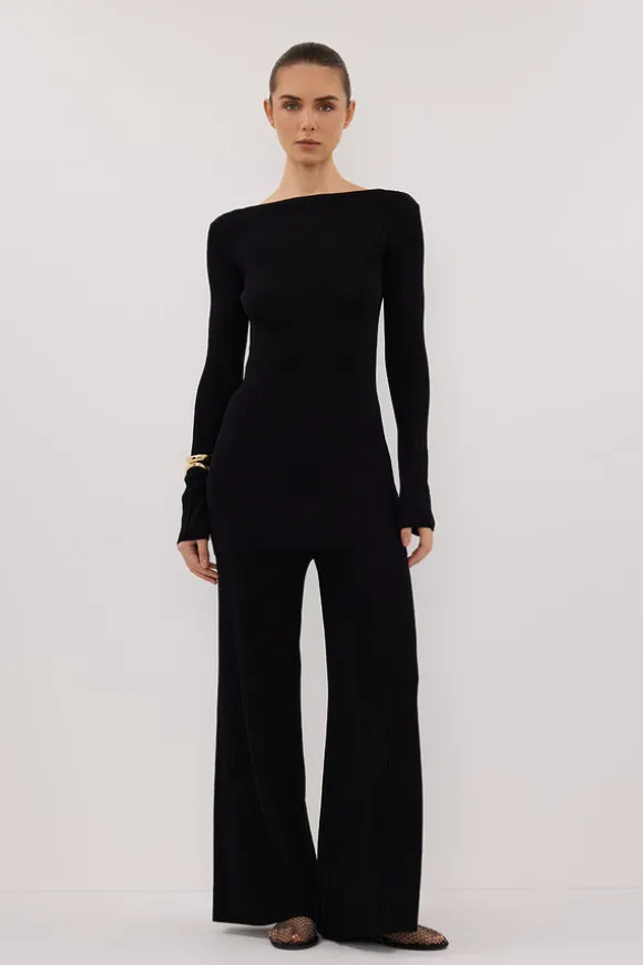 JOY BLACK LONGLINE KNIT TOP