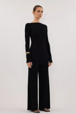 JOY BLACK LONGLINE KNIT TOP