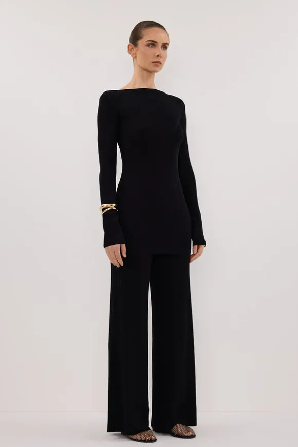 JOY BLACK LONGLINE KNIT TOP