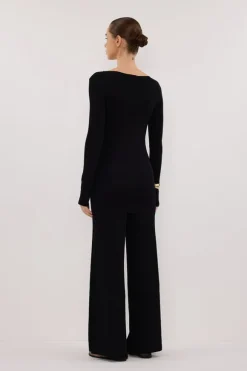 JOY BLACK LONGLINE KNIT TOP