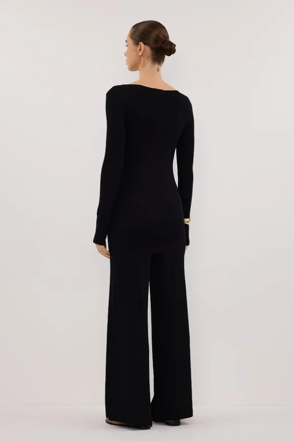JOY BLACK LONGLINE KNIT TOP