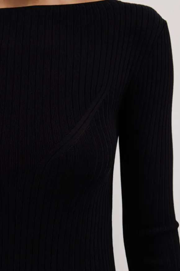 JOY BLACK LONGLINE KNIT TOP
