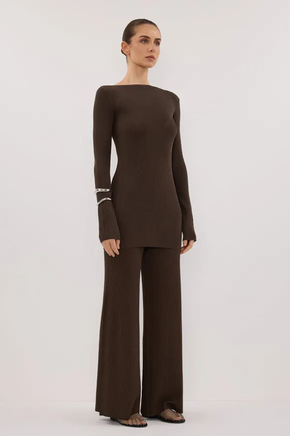 JOY DARK OLIVE LONGLINE KNIT TOP