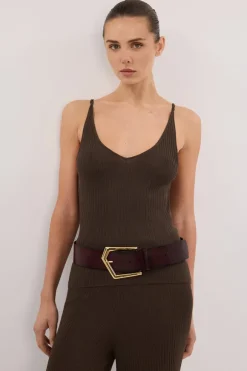 JOY DARK OLIVE TWIST KNIT TANK