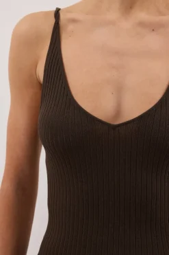 JOY DARK OLIVE TWIST KNIT TANK