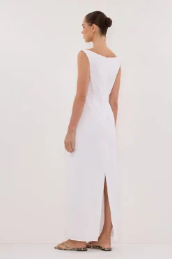 JULE WHITE LINEN MIDI DRESS