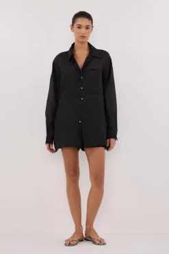 KAI BLACK OVERSIZED RAMIE SLEEVED SHIRT