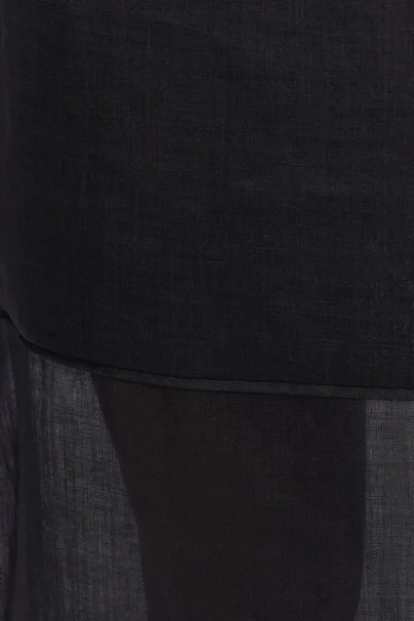 KAI BLACK RAMIE MIDI SKIRT