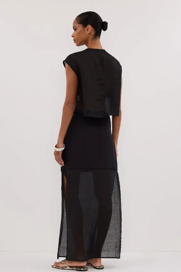 KAI BLACK RAMIE PANELLED TOP