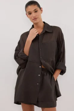 KAI PETROL OVERSIZED RAMIE SLEEVED SHIRT
