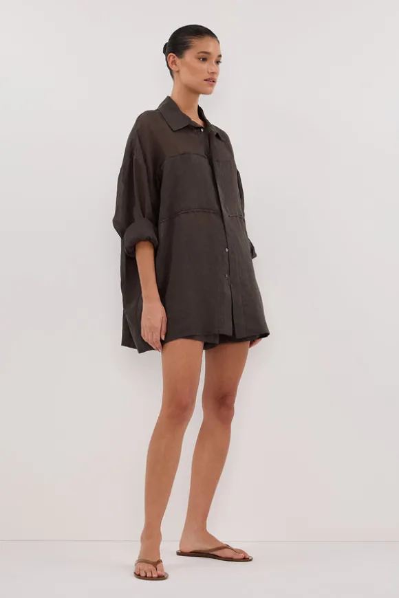 KAI PETROL OVERSIZED RAMIE SLEEVED SHIRT