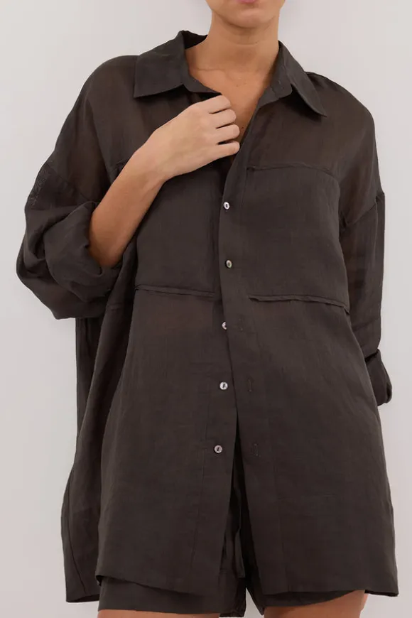 KAI PETROL OVERSIZED RAMIE SLEEVED SHIRT