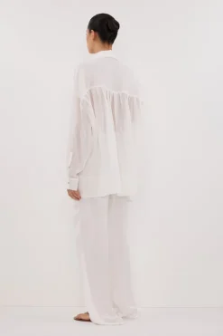 KAI WHITE OVERSIZED RAMIE SLEEVED SHIRT