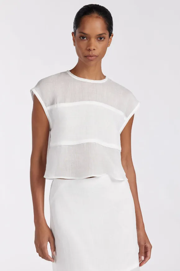 KAI WHITE RAMIE PANELLED TOP