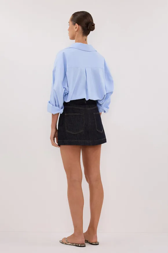 KERA RAW INDIGO DENIM A LINE SKORT