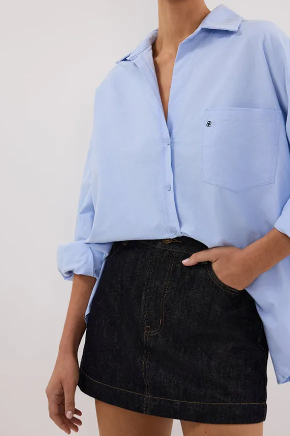 KERA RAW INDIGO DENIM A LINE SKORT