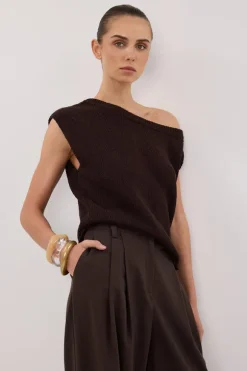 KERRY CHOC ASYM KNIT TOP