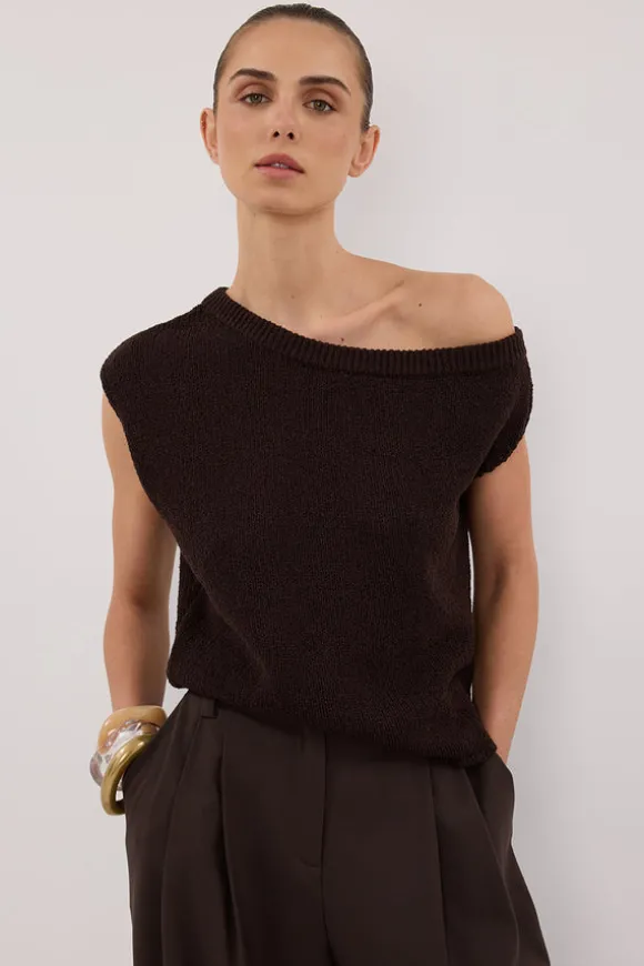 KERRY CHOC ASYM KNIT TOP