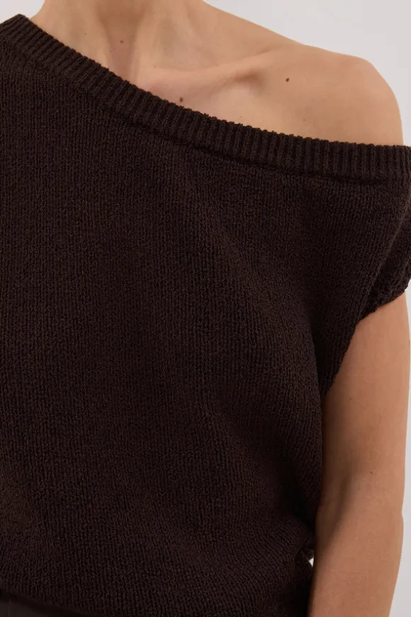 KERRY CHOC ASYM KNIT TOP