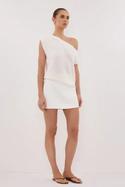 KERRY OFF WHITE ASYM KNIT TOP