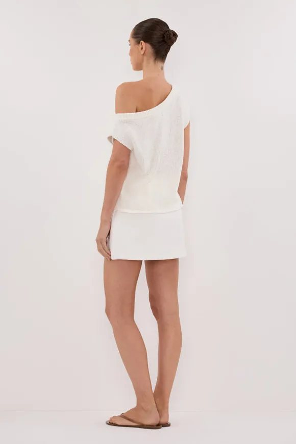 KERRY OFF WHITE ASYM KNIT TOP
