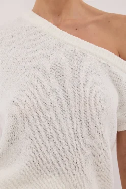 KERRY OFF WHITE ASYM KNIT TOP