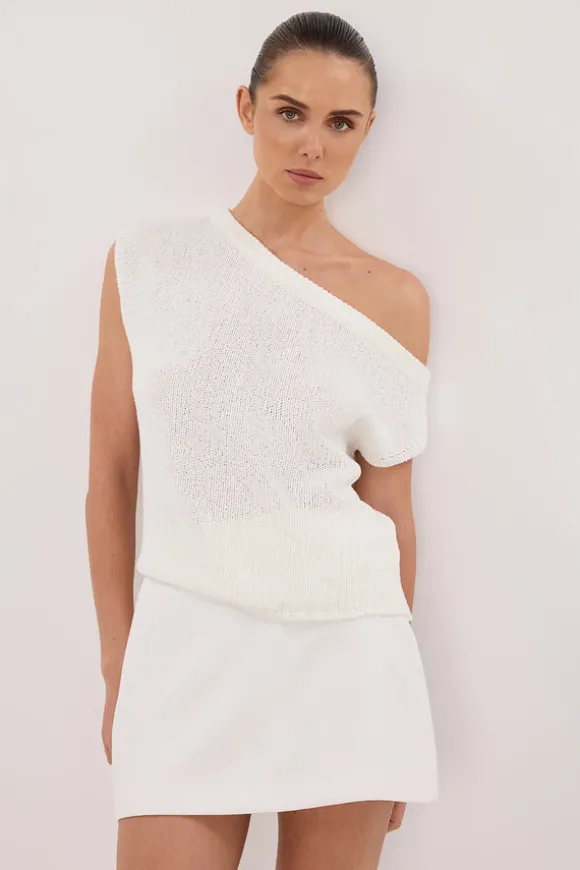 KERRY OFF WHITE ASYM KNIT TOP