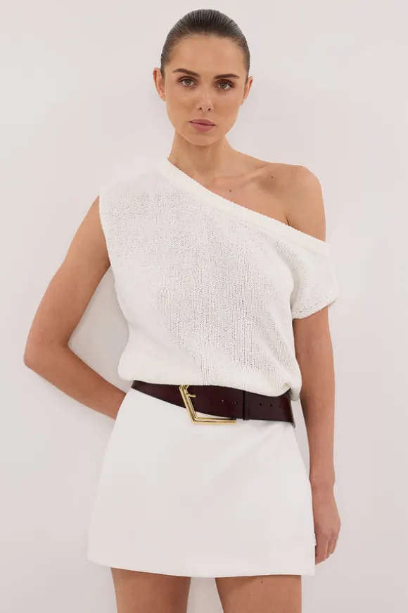 KERRY OFF WHITE ASYM KNIT TOP