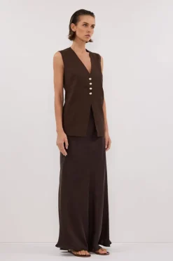 KNOX BITTER CHOC LINEN VEST