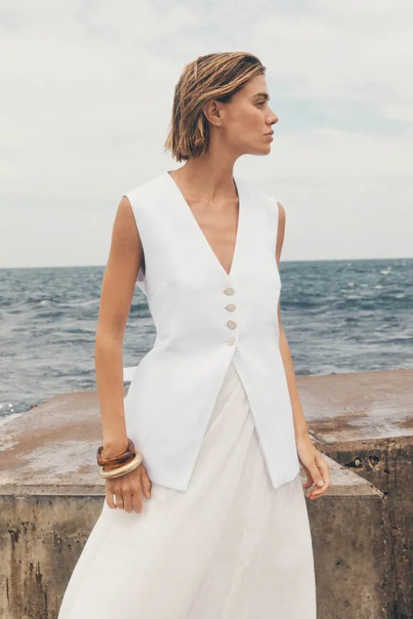 KNOX WHITE LINEN VEST
