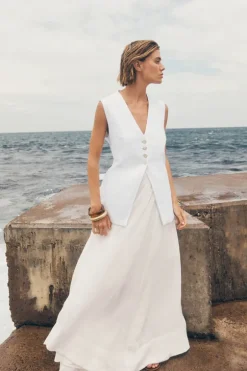 LAYNE WHITE RAMIE MAXI SKIRT