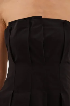 LILLY BLACK COTTON STRAPLESS MIDI DRESS