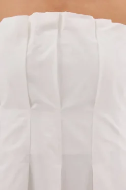 LILLY WHITE COTTON STRAPLESS MIDI DRESS