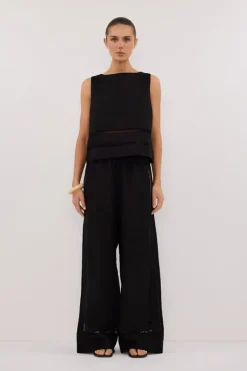 LINDSAY BLACK LINEN BOXY TOP
