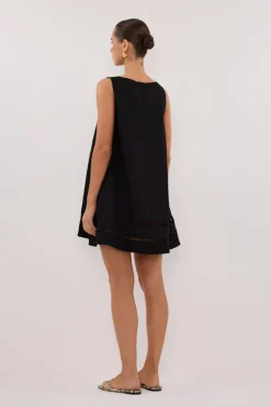 LINDSAY BLACK LINEN MINI DRESS