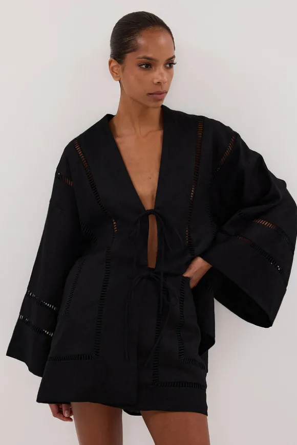 LINDSAY BLACK LINEN SKORT