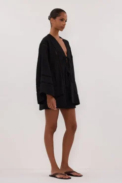 LINDSAY BLACK LINEN SKORT