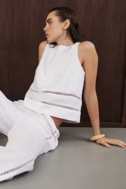 LINDSAY WHITE LINEN BOXY TOP