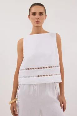 LINDSAY WHITE LINEN BOXY TOP