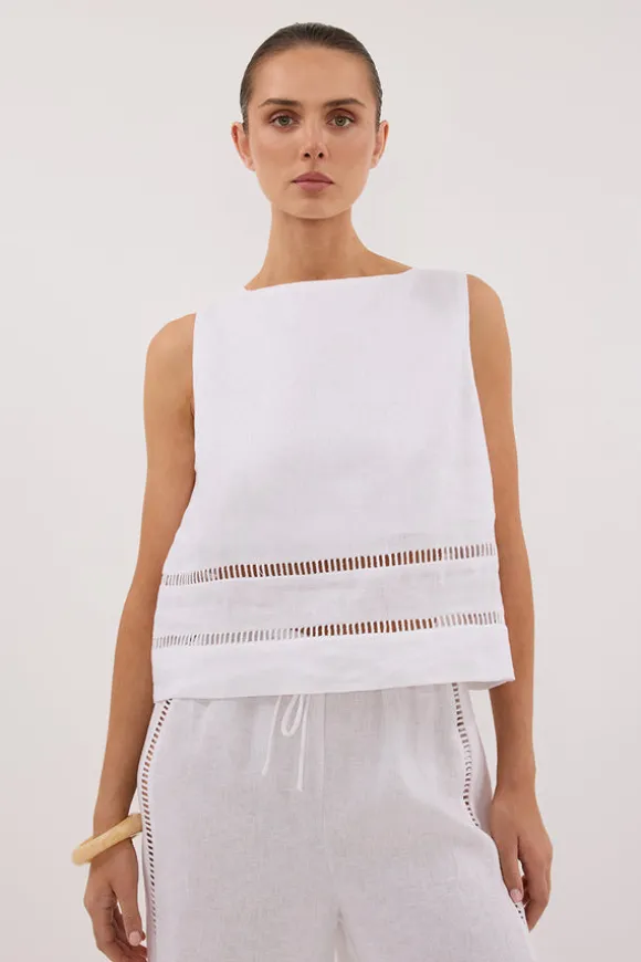 LINDSAY WHITE LINEN BOXY TOP